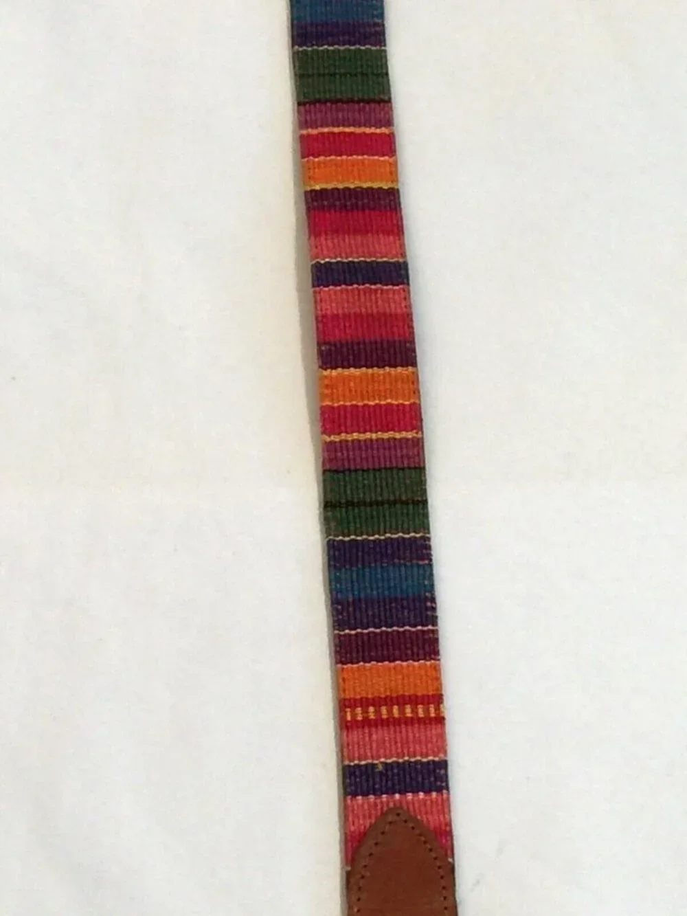 VINTAGE GUATEMALAN MULTICOLOR HANDWOVEN TEXTILE BUCKLE LEATHER BELT WOMENS 30